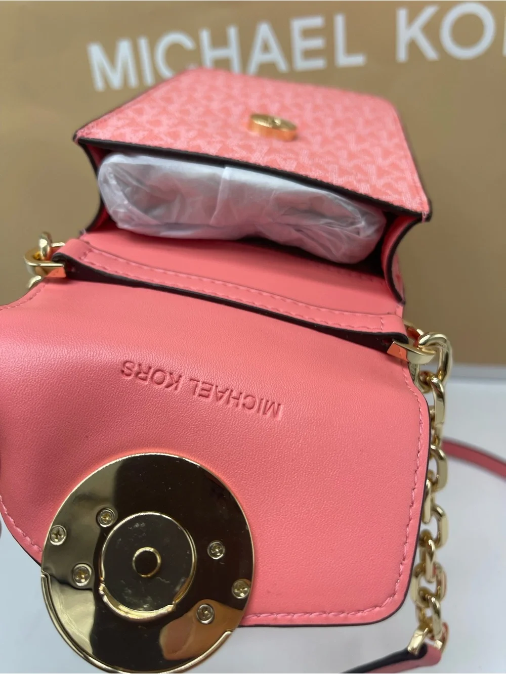Michael Kors Carmen Small NS Phone Xbody Crossbody Bag Grapefruit NWT